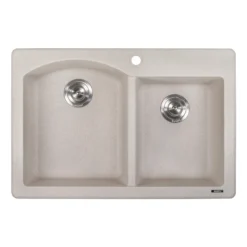Ruvati epiGranite 33" Dual-Mount Granite Composite Kitchen Sink, 55/45 Double Bowl, Caribbean Sand, RVG1344CS