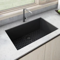 Ruvati epiGranite 33" Undermount Granite Composite Kitchen Sink, Midnight Black, RVG2080BK