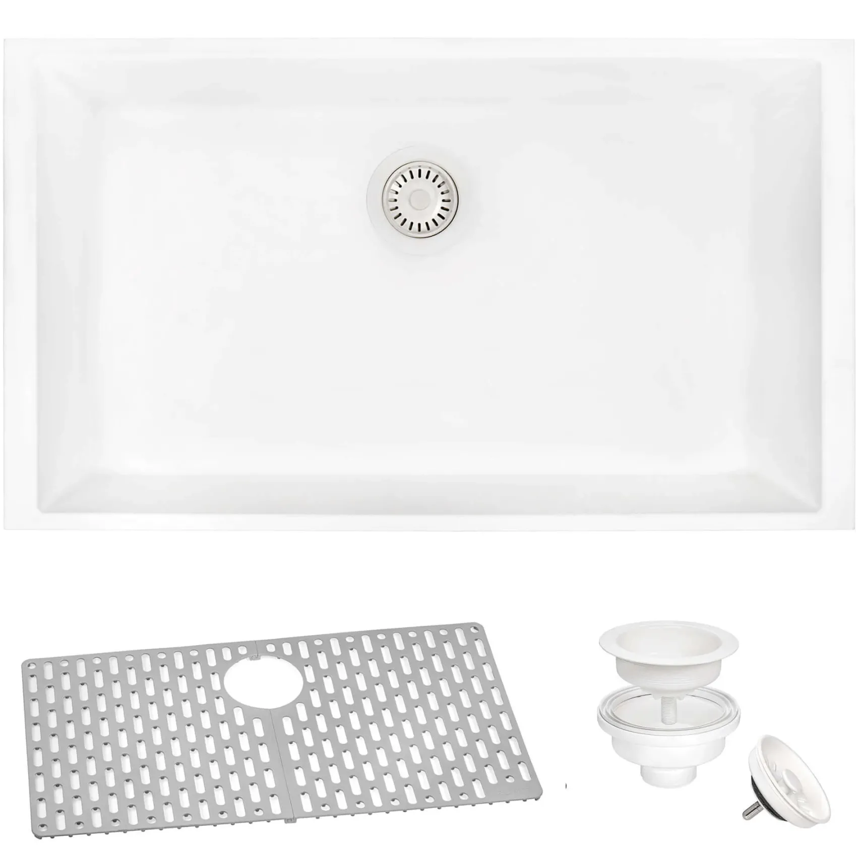 Ruvati epiGranite 30" Undermount Granite Composite Kitchen Sink, Arctic White, RVG2030WH