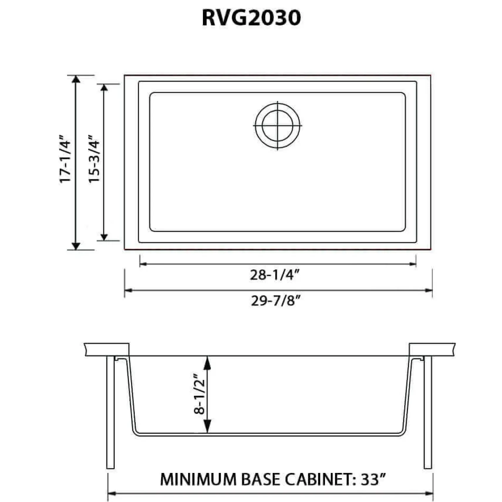 Ruvati epiGranite 30" Undermount Granite Composite Kitchen Sink, Arctic White, RVG2030WH