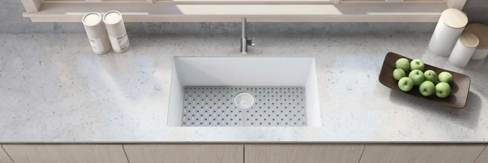 Ruvati epiGranite 30" Undermount Granite Composite Kitchen Sink, Arctic White, RVG2030WH