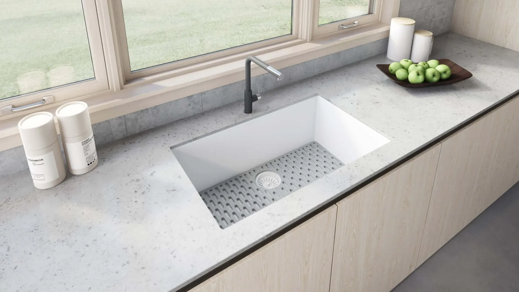 Ruvati epiGranite 30" Undermount Granite Composite Kitchen Sink, Arctic White, RVG2030WH