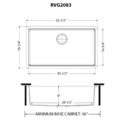 Ruvati epiGranite 33" Undermount Granite Composite Workstation Kitchen Sink, Midnight Black, RVG2083BK