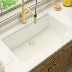 Ruvati epiGranite 33" Undermount Granite Composite Workstation Kitchen Sink, Arctic White Matte, RVG2083WH