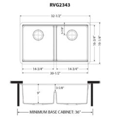 Ruvati epiGranite 33" Undermount Granite Composite Workstation Kitchen Sink, 50/50 Double Bowl, Arctic White Matte, RVG2343WH