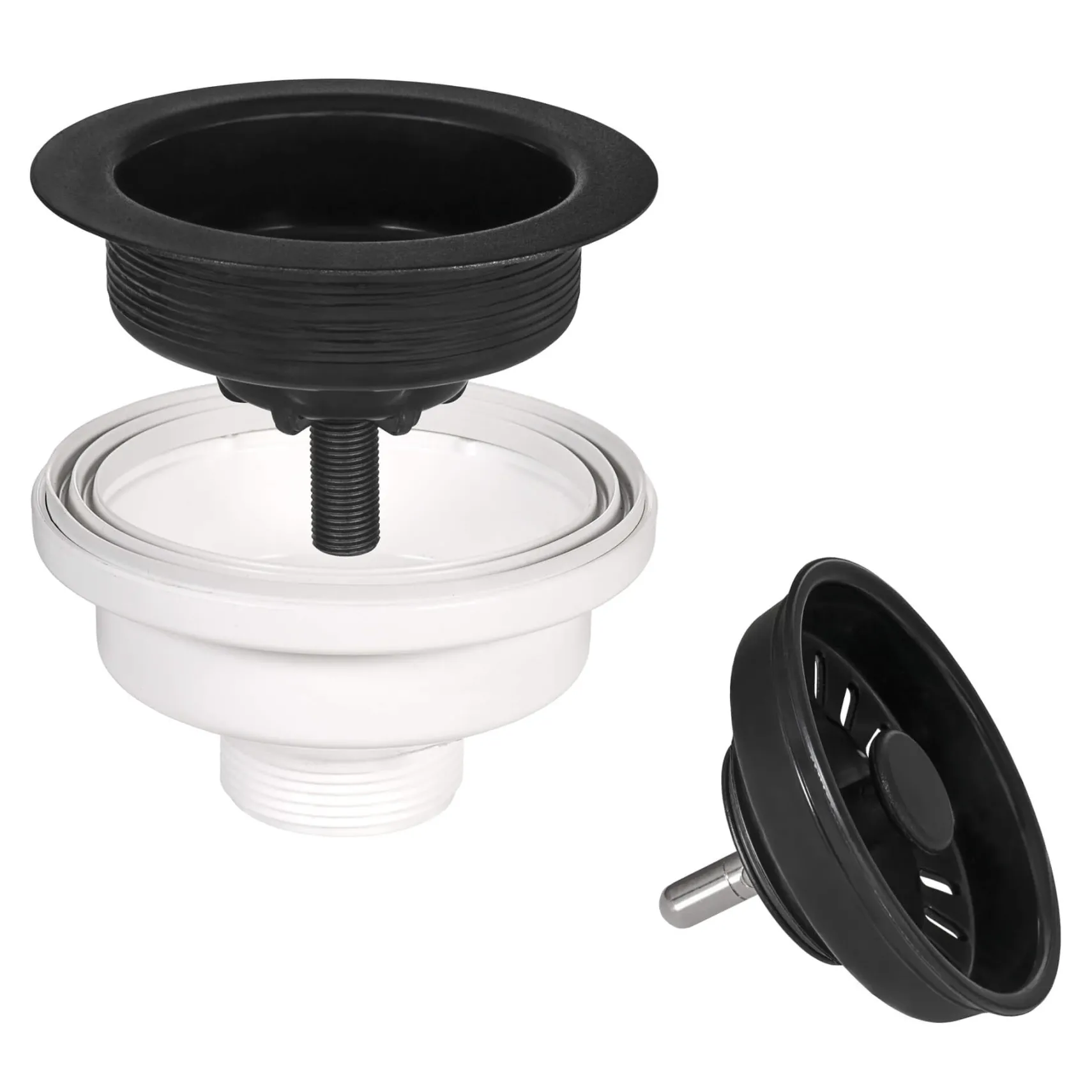 Ruvati epiGranite 33" Undermount Granite Composite Kitchen Sink, 50/50 Low Divide Double Bowl, Midnight Black, RVG2385BK