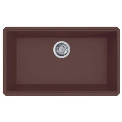 Ruvati epiGranite 33 x 19 inch Granite Composite Undermount Single Bowl Kitchen Sink, Espresso Brown, RVG2080ES