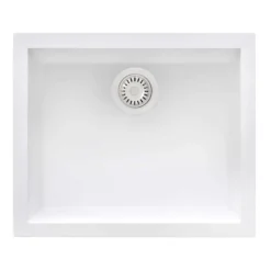 Ruvati epiGranite 23 x 17 inch Granite Composite Undermount Single Bowl Kitchen Sink, Arctic White, RVG2023WH