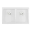 Ruvati epiGranite 32 x 19 inch Granite Composite Undermount Double Bowl Kitchen Sink, Arctic White, RVG2388WH