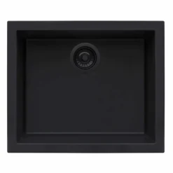 Ruvati epiGranite 23 x 17 inch Granite Composite Undermount Single Bowl Kitchen Sink, Midnight Black, RVG2023BK