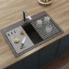 Ruvati epiStage 33" Drop-in Topmount Granite Composite Workstation Kitchen Sink, Espresso, RVG1302ES