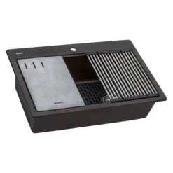 Ruvati epiStage 33" Drop-in Topmount Granite Composite Workstation Kitchen Sink, Espresso, RVG1302ES
