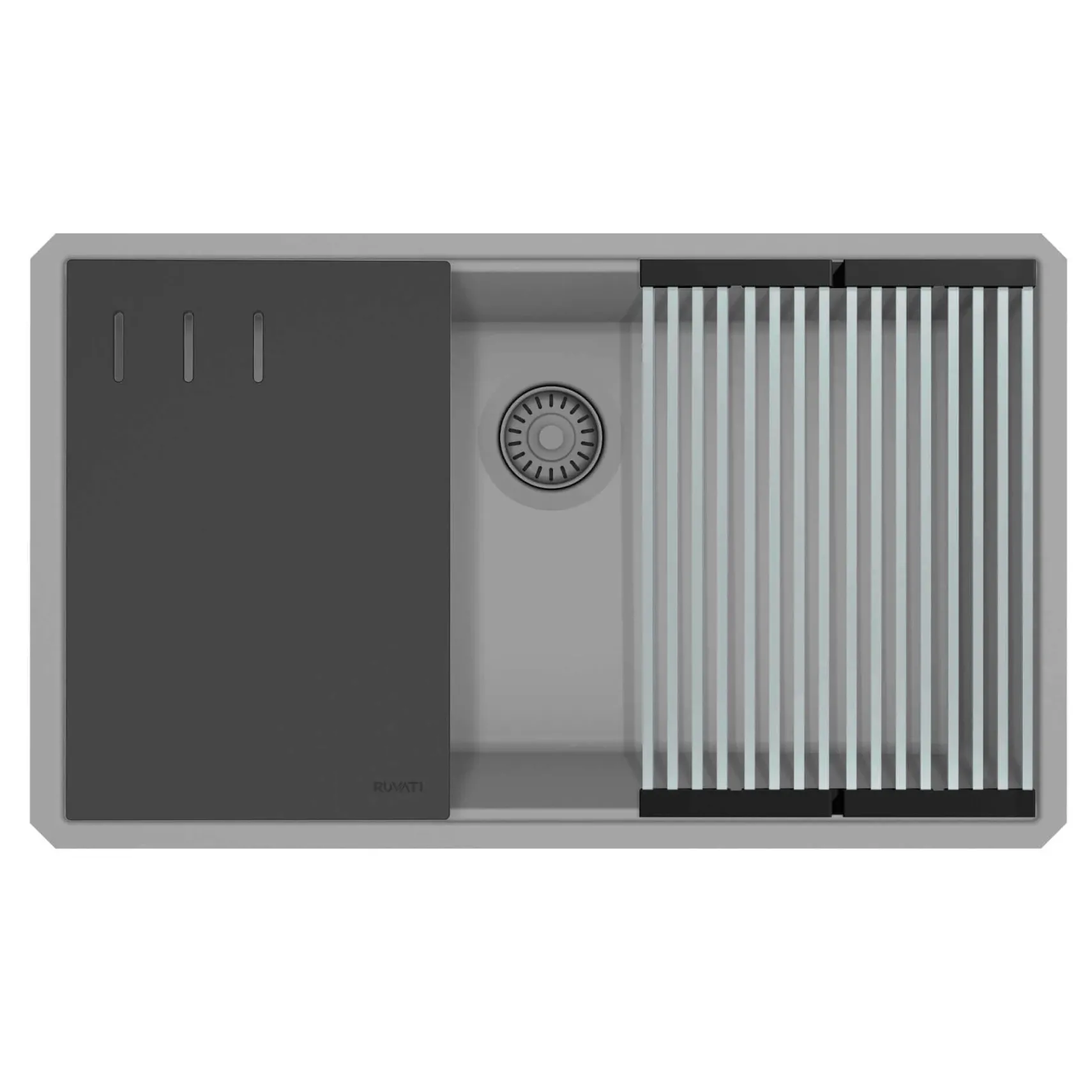 Ruvati epiStage 33-inch Undermount Workstation Granite Composite Kitchen Sink Urban Gray, RVG2306UG