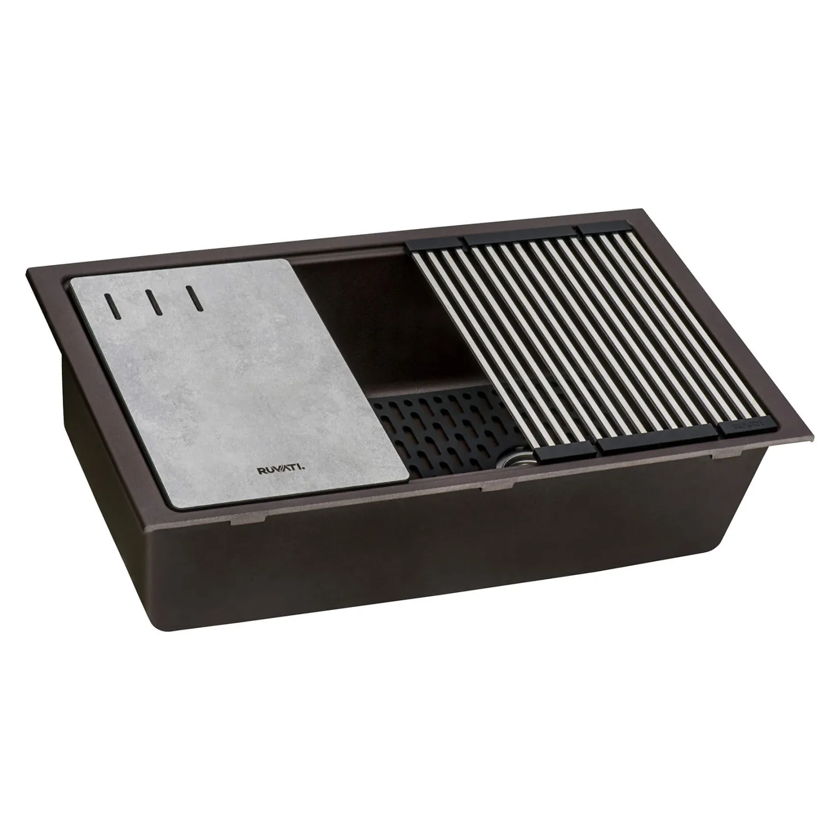 Ruvati epiStage 33" Undermount Granite Composite Workstation Kitchen Sink, Espresso, RVG2302ES
