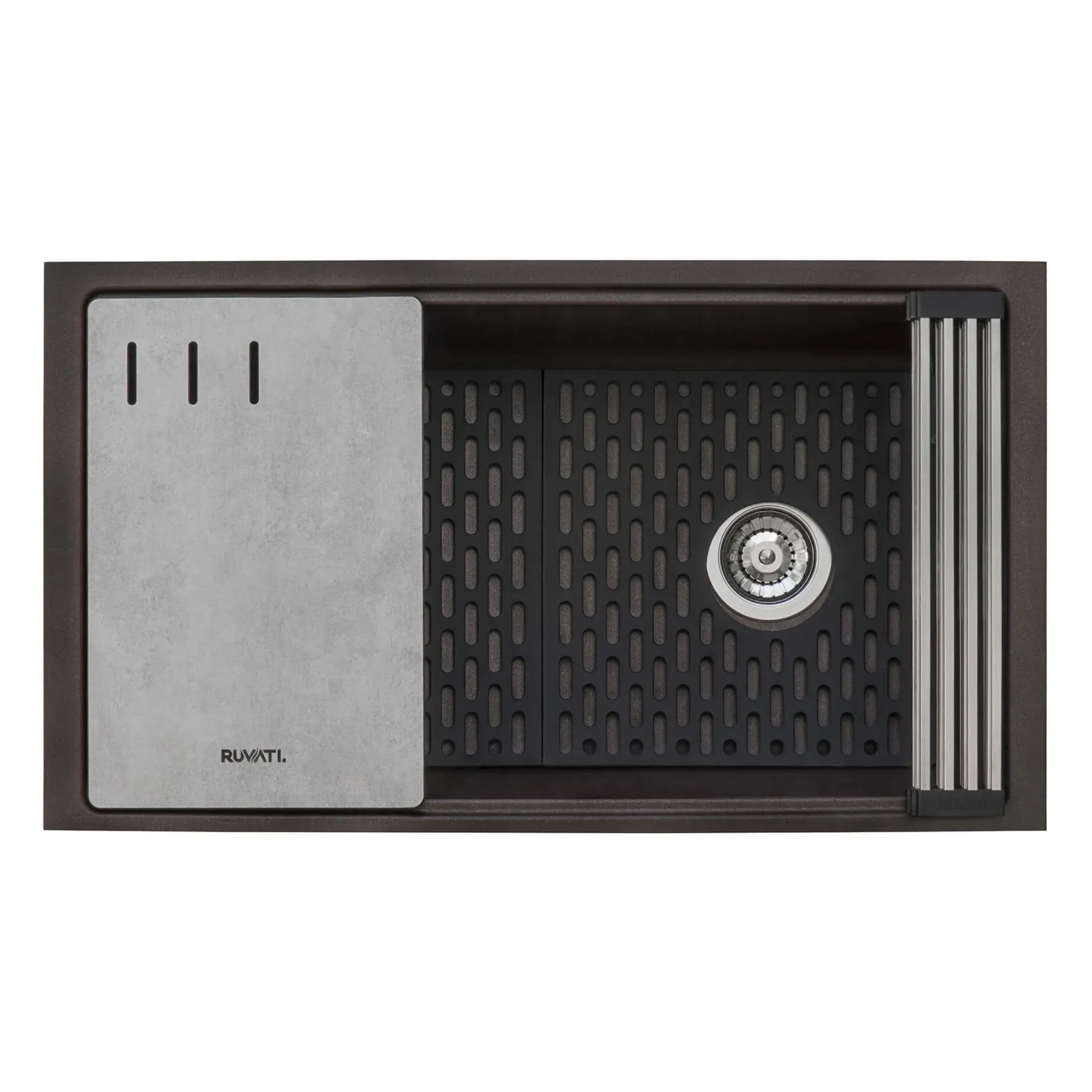 Ruvati epiStage 33" Undermount Granite Composite Workstation Kitchen Sink, Espresso, RVG2302ES