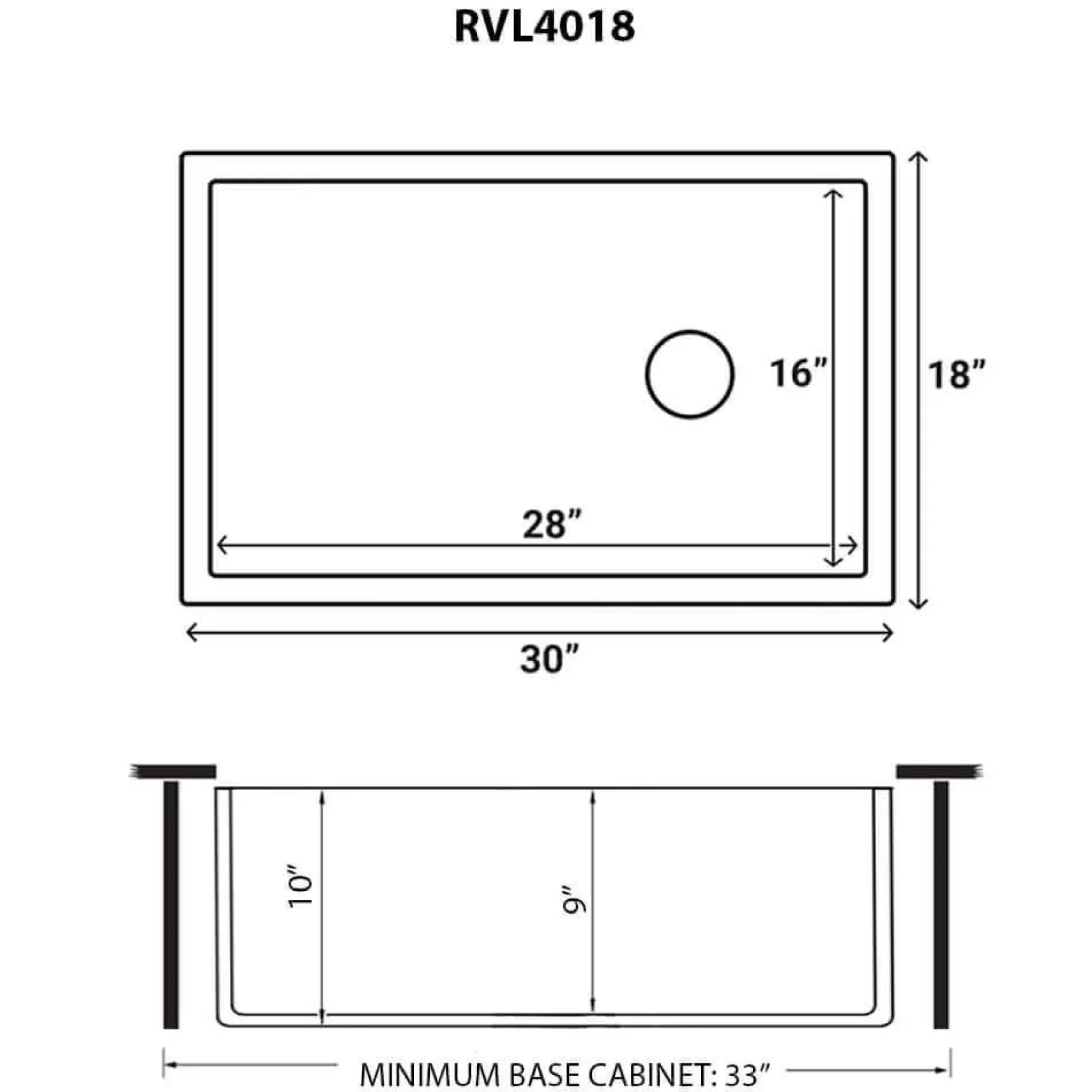Ruvati Fiamma 30" Fireclay Offset Drain Farmhouse Sink, Black and White, RVL4018RBW