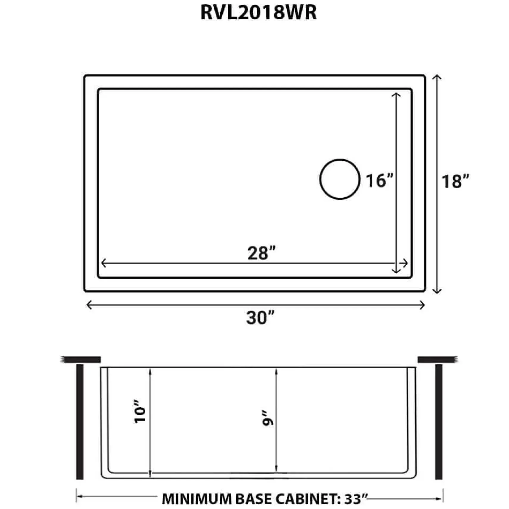 Ruvati Fiamma 30" Fireclay Offset Drain Farmhouse Sink, White, Right Drain, RVL2018WR