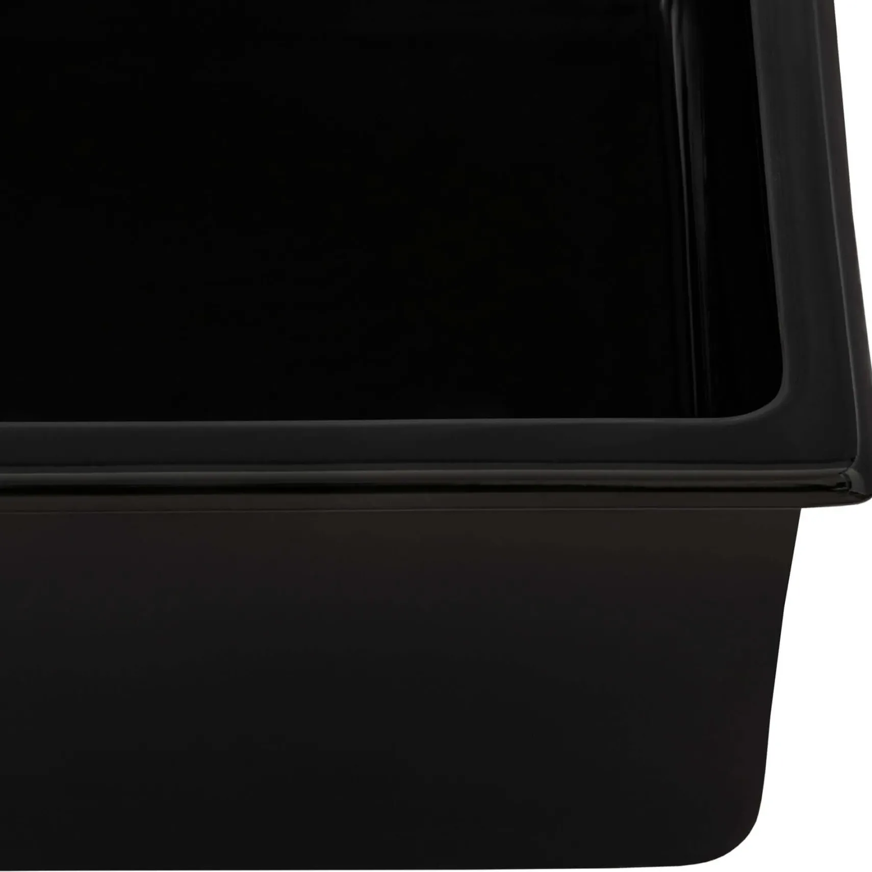 Ruvati Fiamma 30-inch Fireclay Undermount / Drop-in Topmount Kitchen Sink Single Bowl, Glossy Black, RVL3030BK