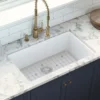 Ruvati Fiamma 27-inch Fireclay Undermount / Drop-in Topmount Kitchen Sink Single Bowl, White, RVL2707WH