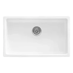 Ruvati Fiamma 27-inch Fireclay Undermount / Drop-in Topmount Kitchen Sink Single Bowl, White, RVL2707WH