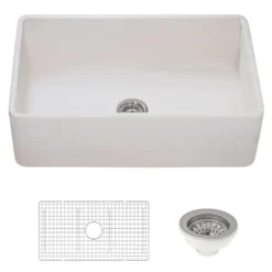 Ruvati Fiamma 33" Reversible Fireclay Apron-front Farmhouse Sink, Crackled White, RVL2300CR