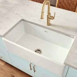 Ruvati Fiamma 33" Reversible Fireclay Apron-front Farmhouse Sink, White, RVL2300WH