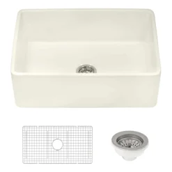 Ruvati Fiamma 30" Reversible Fireclay Apron-front Farmhouse Sink, Biscuit, RVL2100BS