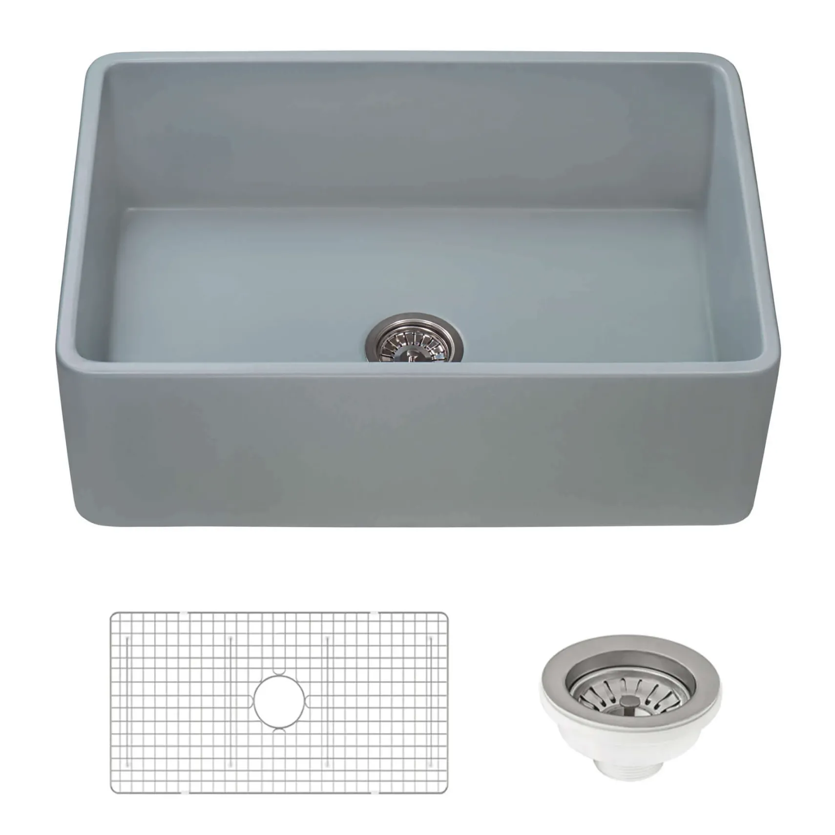 Ruvati Fiamma 33" Reversible Fireclay Apron-front Farmhouse Sink, Horizon Gray, RVL2300GR