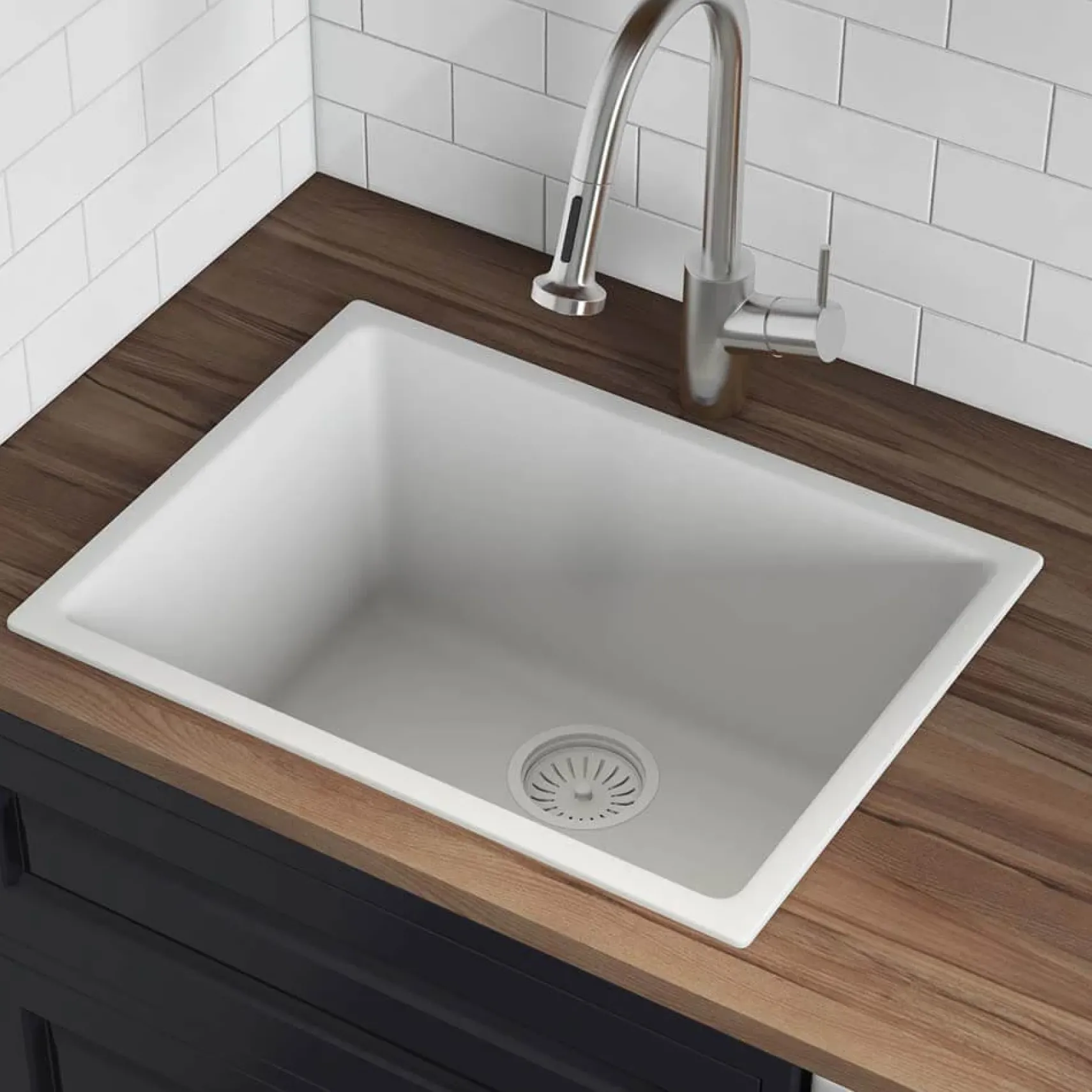 Ruvati Fiamma 24" Undermount Fireclay Kitchen Sink, White, RVL2420WH