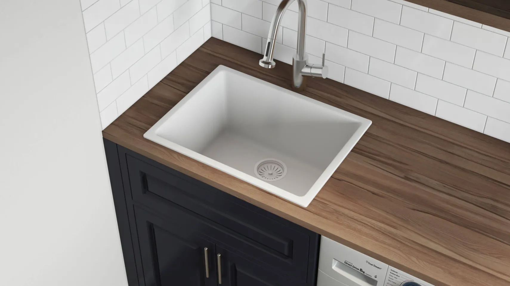 Ruvati Fiamma 24" Undermount Fireclay Kitchen Sink, White, RVL2420WH