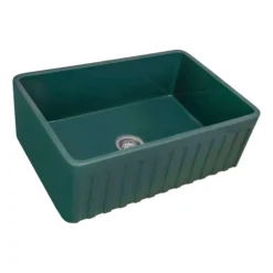 Ruvati Fiamma 30 x 20 inch Fireclay Reversible Farmhouse Apron-Front Kitchen Sink Single Bowl, Emerald Green, RVL2100EG