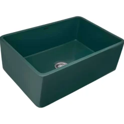 Ruvati Fiamma 30 x 20 inch Fireclay Reversible Farmhouse Apron-Front Kitchen Sink Single Bowl, Emerald Green, RVL2100EG