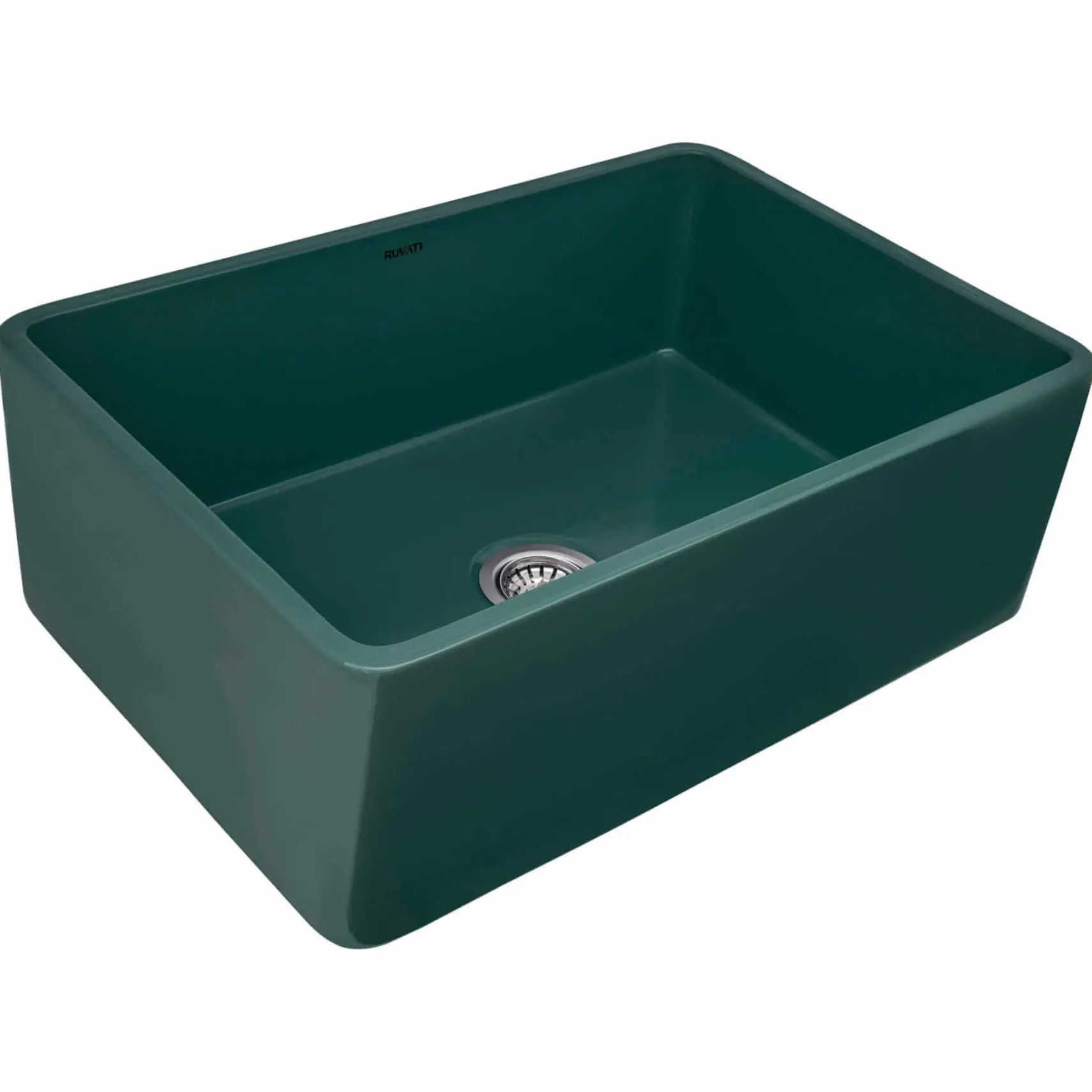 Ruvati Fiamma 33 x 20 inch Fireclay Reversible Farmhouse Apron-Front Kitchen Sink Single Bowl, Emerald Green, RVL2300EG