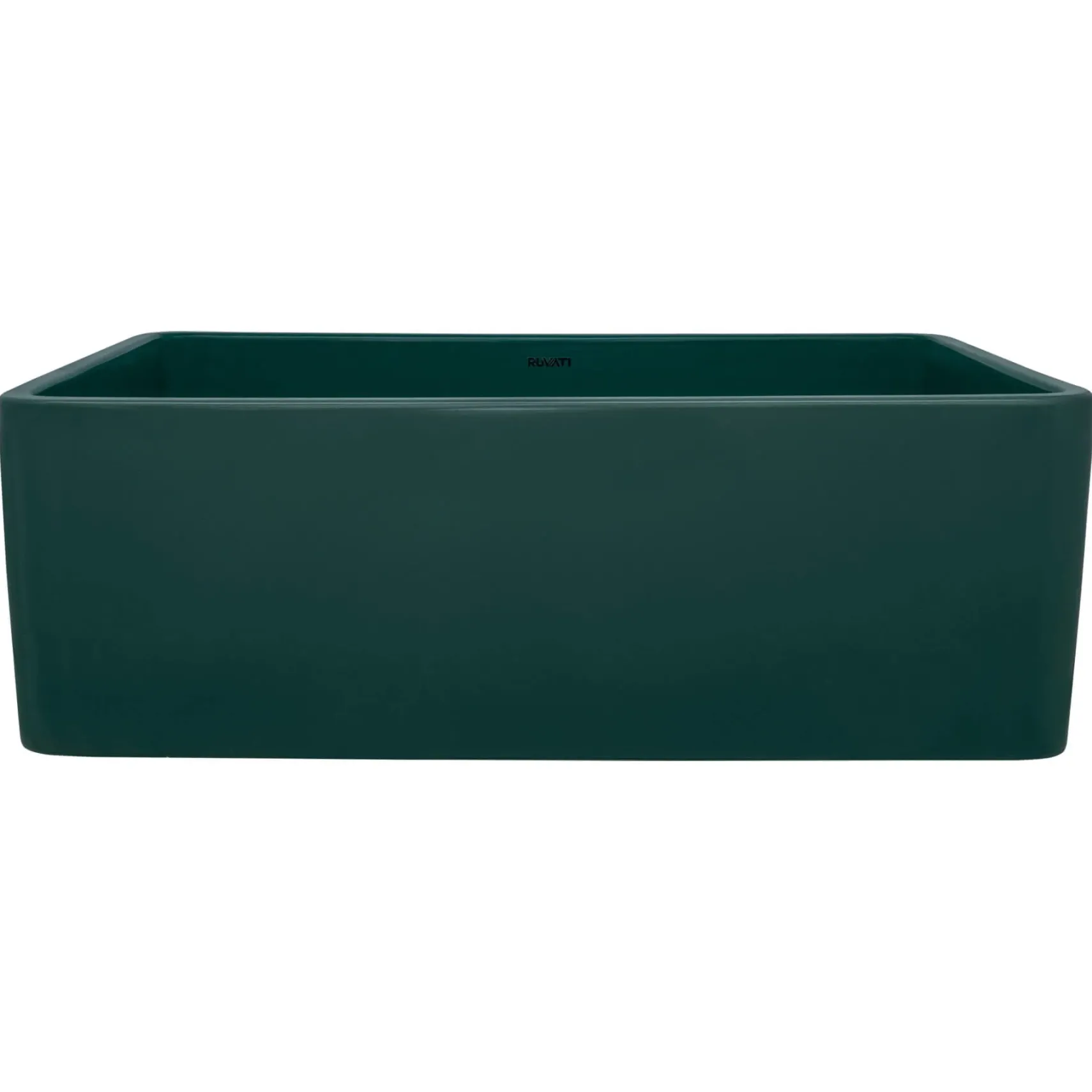 Ruvati Fiamma 33 x 20 inch Fireclay Reversible Farmhouse Apron-Front Kitchen Sink Single Bowl, Emerald Green, RVL2300EG