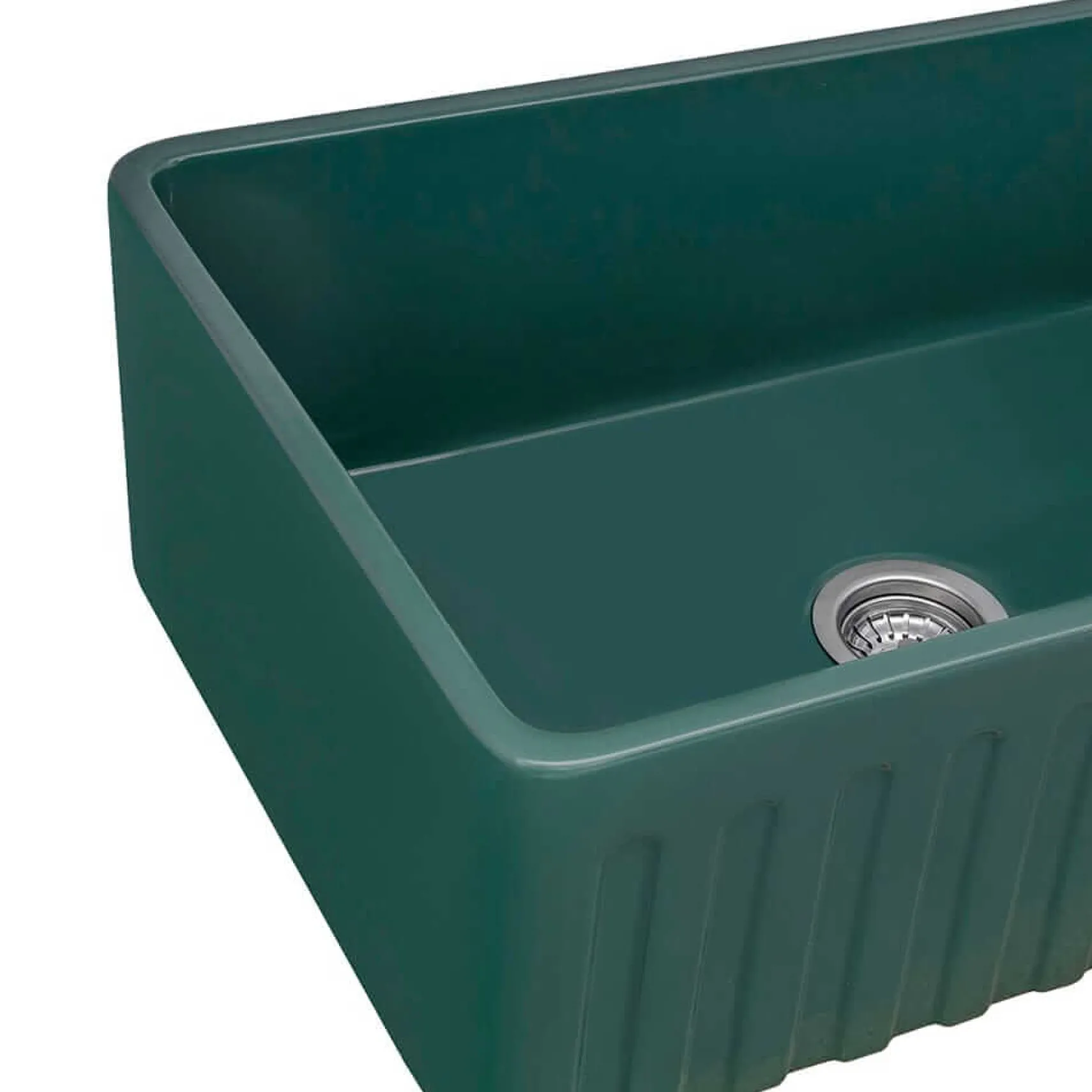 Ruvati Fiamma 33 x 20 inch Fireclay Reversible Farmhouse Apron-Front Kitchen Sink Single Bowl, Emerald Green, RVL2300EG