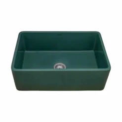 Ruvati Fiamma 33 x 20 inch Fireclay Reversible Farmhouse Apron-Front Kitchen Sink Single Bowl, Emerald Green, RVL2300EG