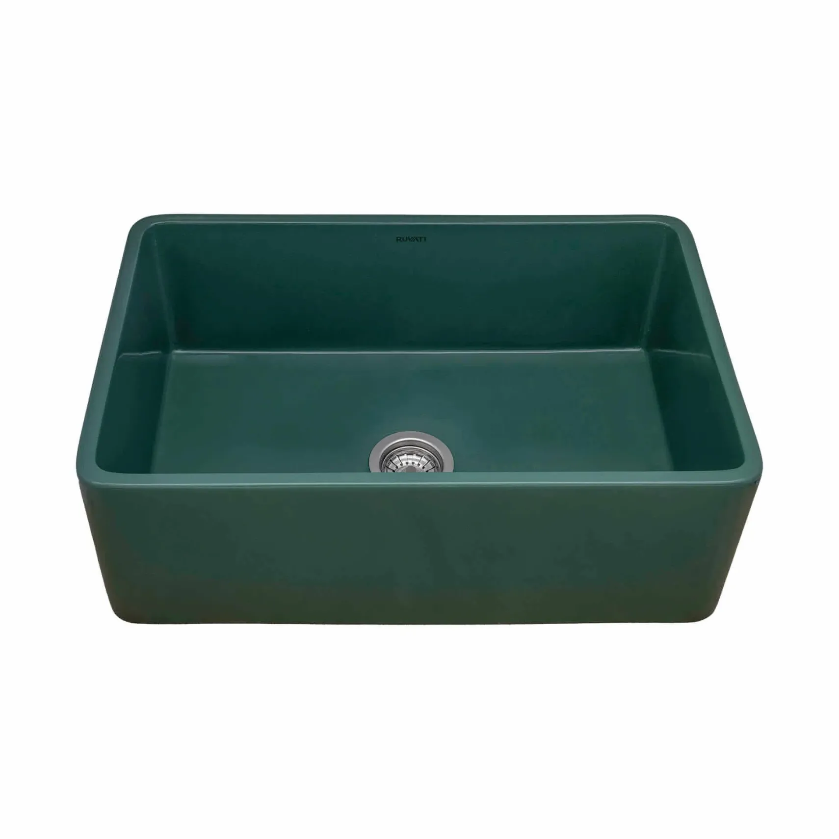 Ruvati Fiamma 33 x 20 inch Fireclay Reversible Farmhouse Apron-Front Kitchen Sink Single Bowl, Emerald Green, RVL2300EG