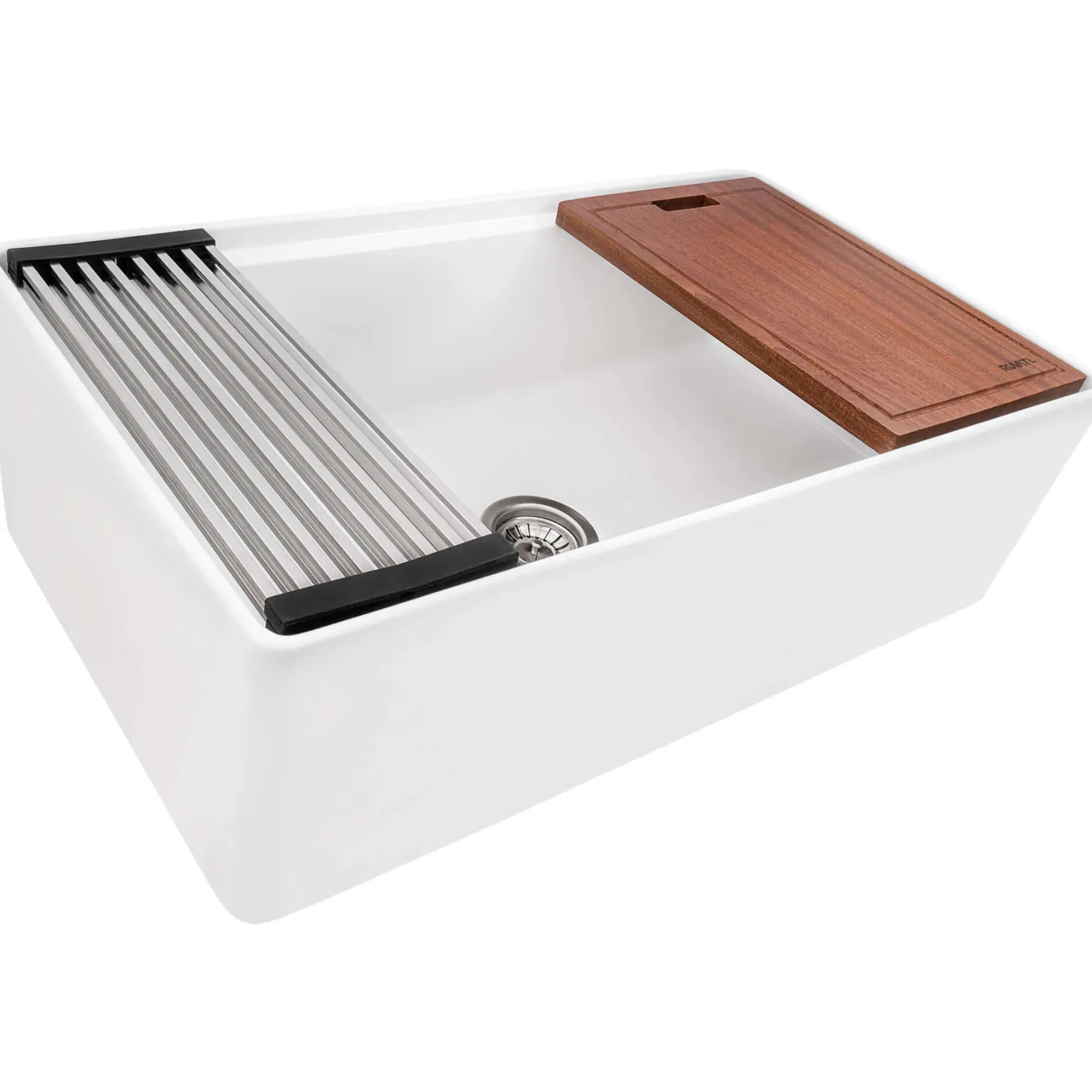 Ruvati Fiore 33" Fireclay Workstation Apron-front Farmhouse Sink, RVL2387WH