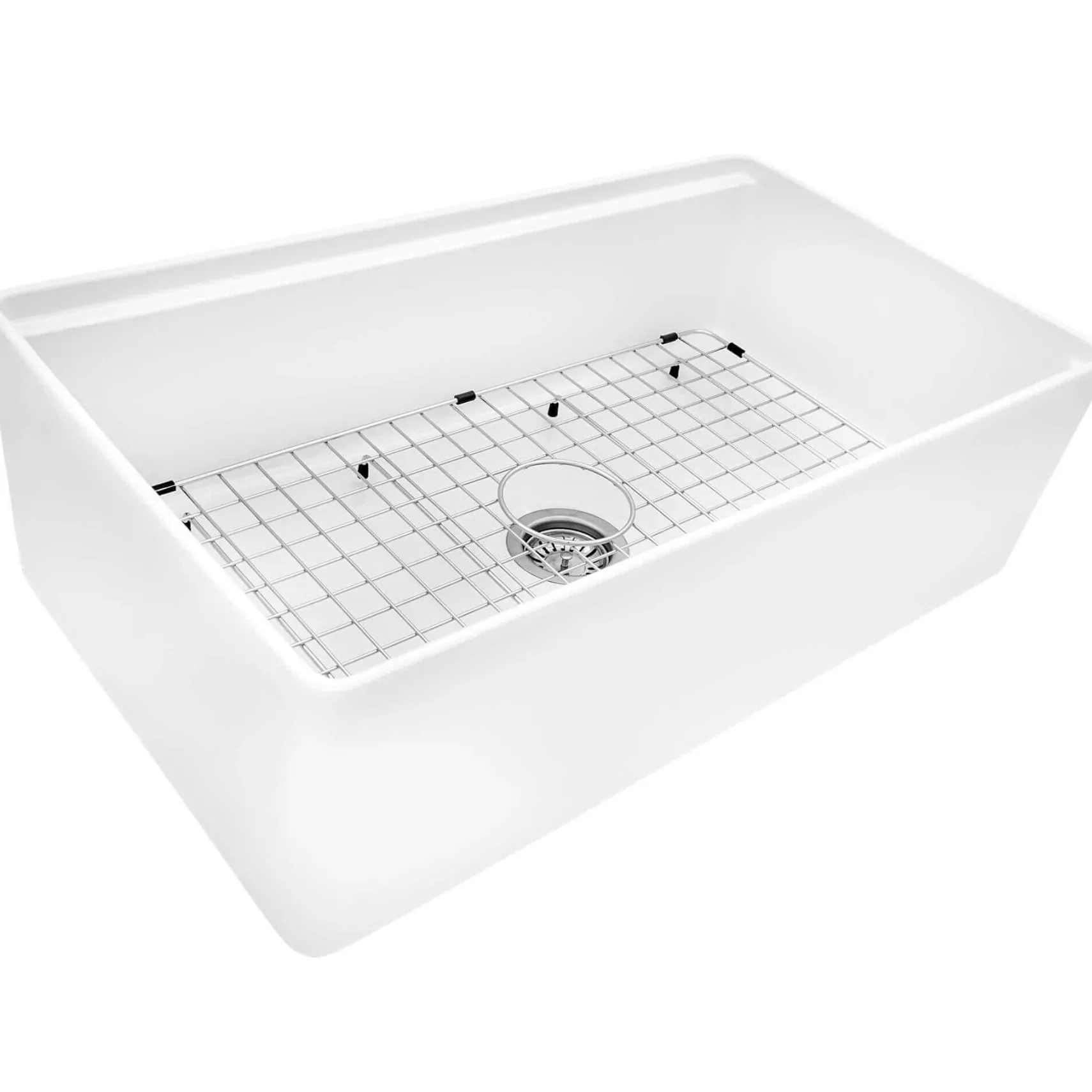 Ruvati Fiore 33" Fireclay Workstation Apron-front Farmhouse Sink, RVL2387WH