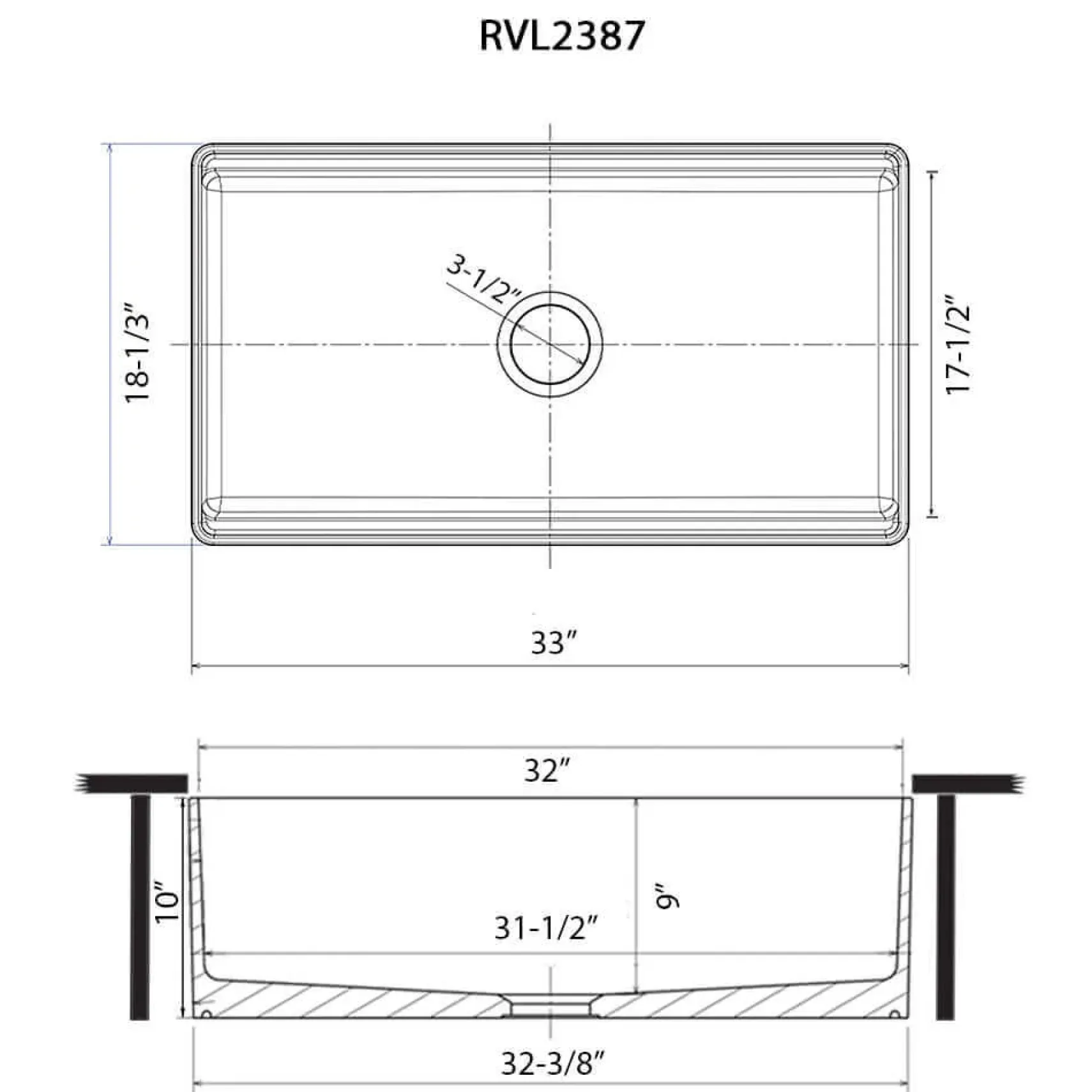 Ruvati Fiore 33" Fireclay Workstation Apron-front Farmhouse Sink, RVL2387WH