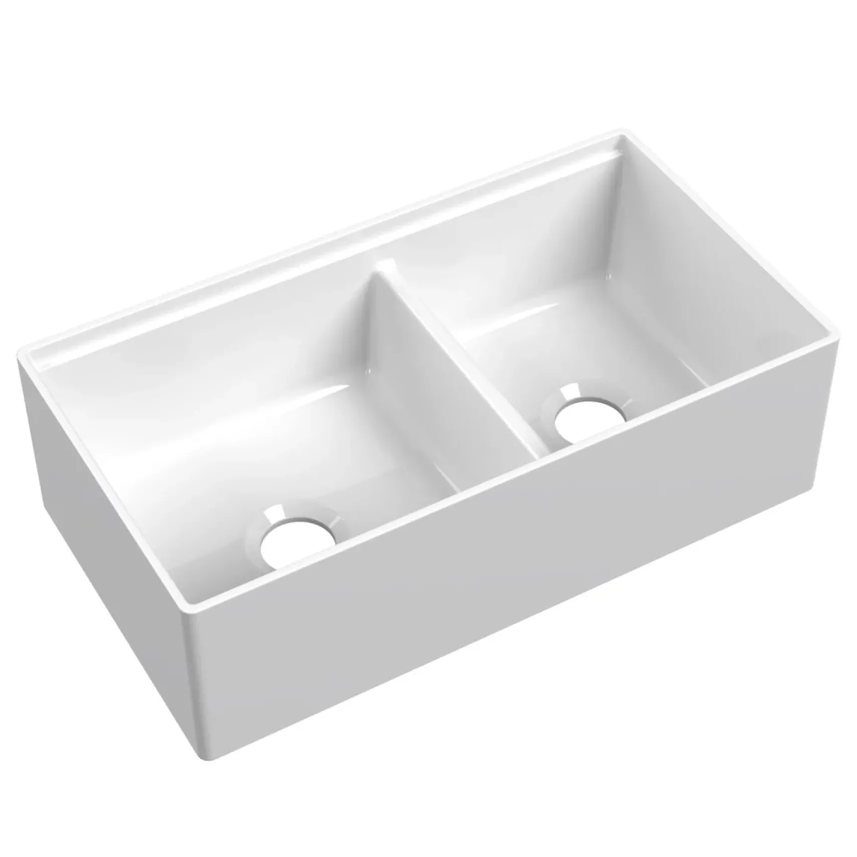 Ruvati Fiore 33" Fireclay Workstation Farmhouse Sink, 60/40 Double Bowl, White, RVL2382WH
