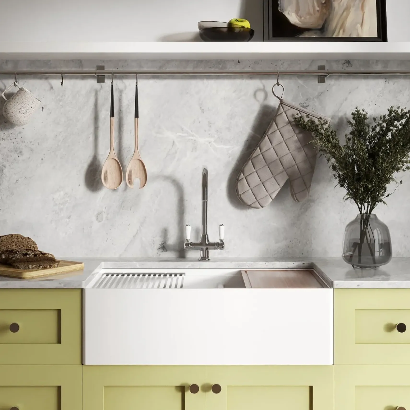 Ruvati Fiore 33" Fireclay Workstation Farmhouse Sink, 60/40 Double Bowl, White, RVL2382WH