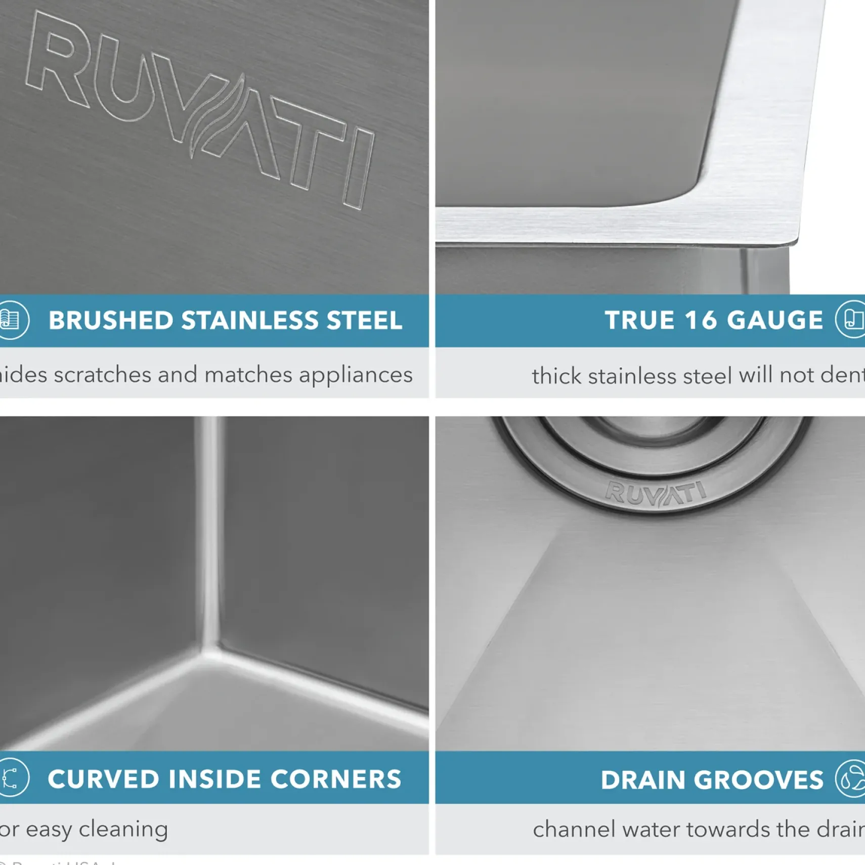 Ruvati Gravena 21" Undermount Rectangle Stainless Steel Bar/Prep Sink, 16 Gauge, Rounded Corners, RVH7121