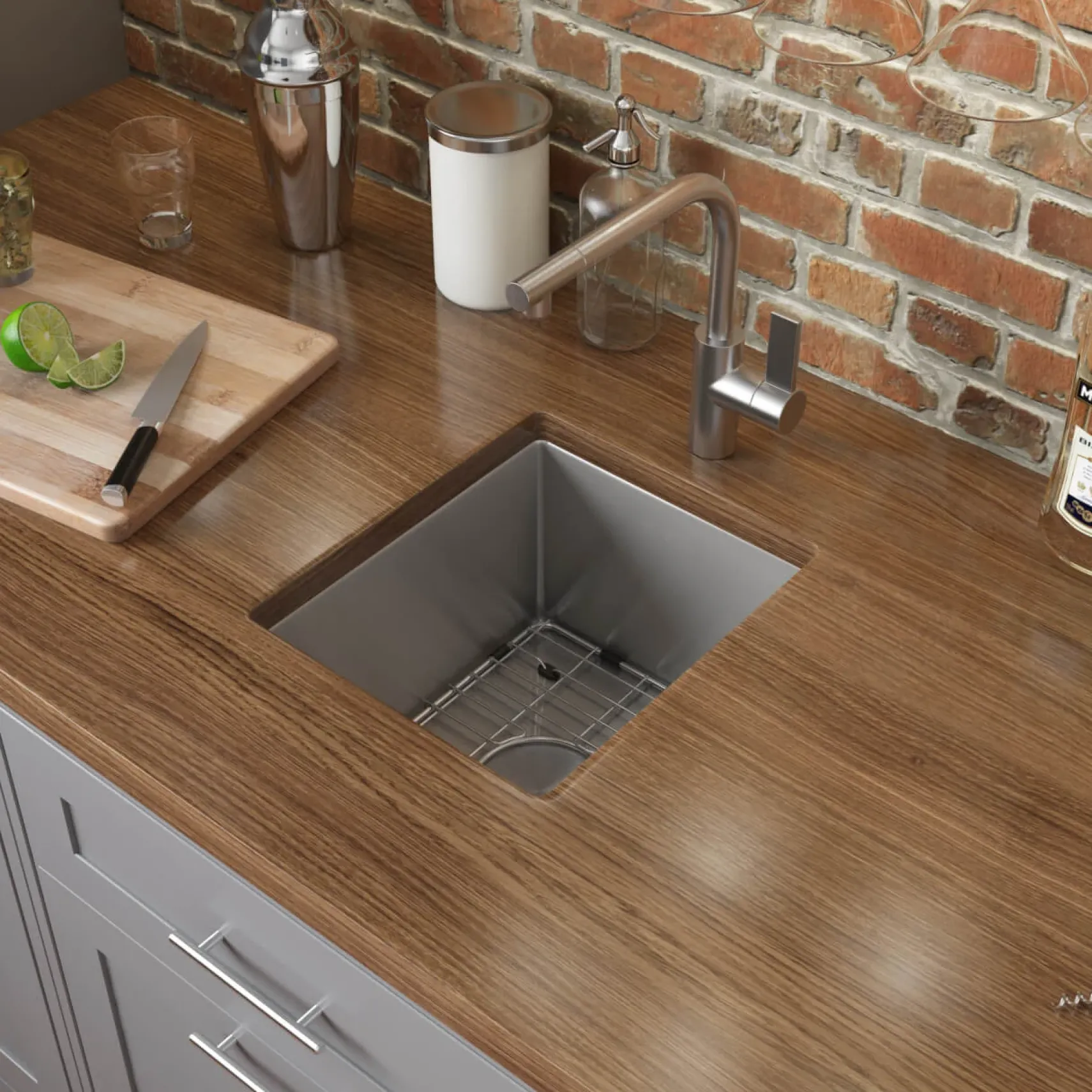 Ruvati Gravena 15" Undermount Square Stainless Steel Bar/Prep Sink, 16 Gauge, Round Corners, RVH7015