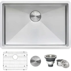 Ruvati Gravena 26" Undermount Stainless Steel Kitchen Sink, 16 Gauge, Rounded Corners, RVH7126