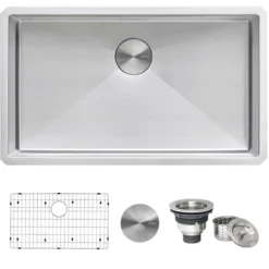 Ruvati Gravena 32" Undermount Stainless Steel Kitchen Sink, 16 Gauge, Rounded Corners, RVH7400