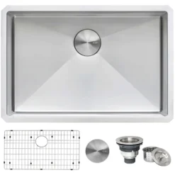 Ruvati Gravena 28" Undermount Stainless Steel Kitchen Sink, 16 Gauge, Rounded Corners, RVH7250