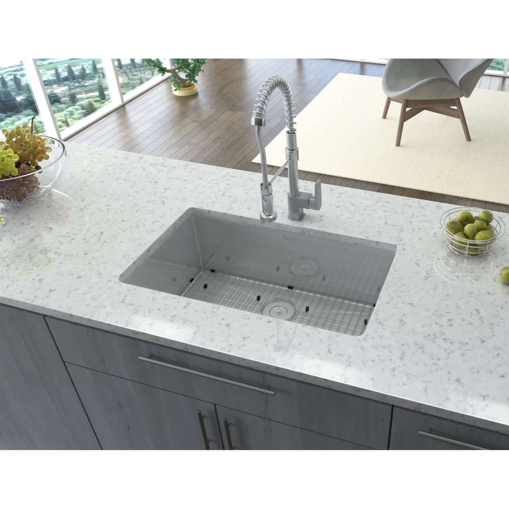 Ruvati Gravena 23" Undermount Stainless Steel Kitchen Sink, 16 Gauge, Rounded Corners, RVH7123