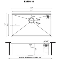 Ruvati Ibiza Glass Rinser and Sink Combo 30-inch Undermount 16 Gauge Stainless Steel Rounded Corners Kitchen Sink Single Bowl, 16, RVH7533