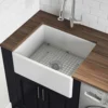 Ruvati 23-inch Fireclay Farmhouse Kitchen Laundry Utility Sink Single Bowl - White, RVL2468WH